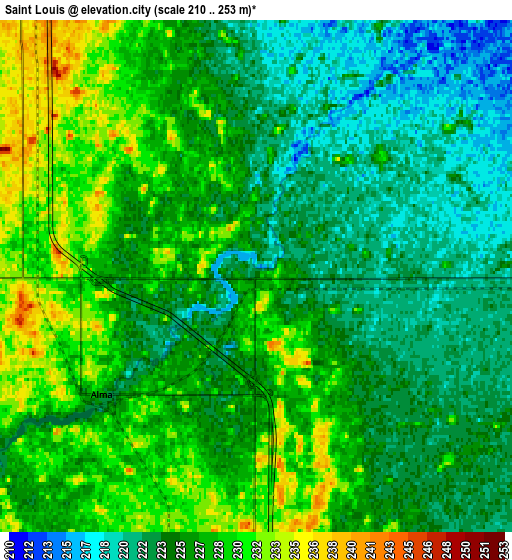 Zoom OUT 2x Saint Louis, United States elevation map