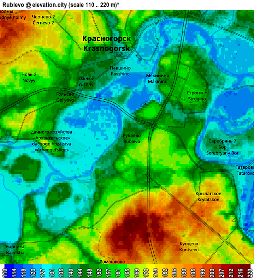 Zoom OUT 2x Rublëvo, Russia elevation map