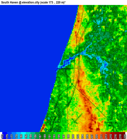 Zoom OUT 2x South Haven, United States elevation map