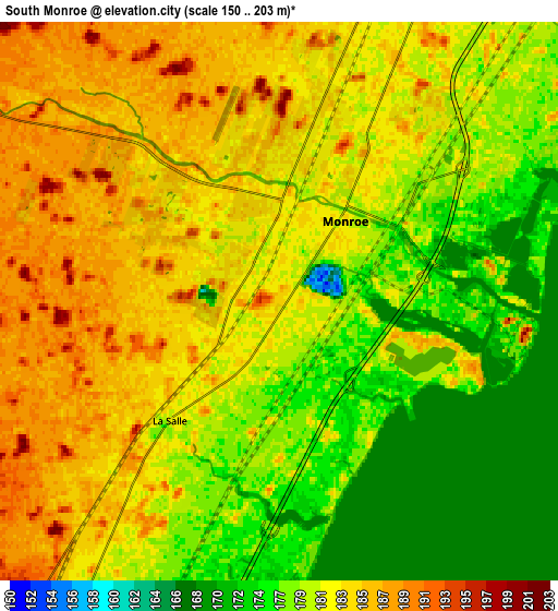 Zoom OUT 2x South Monroe, United States elevation map