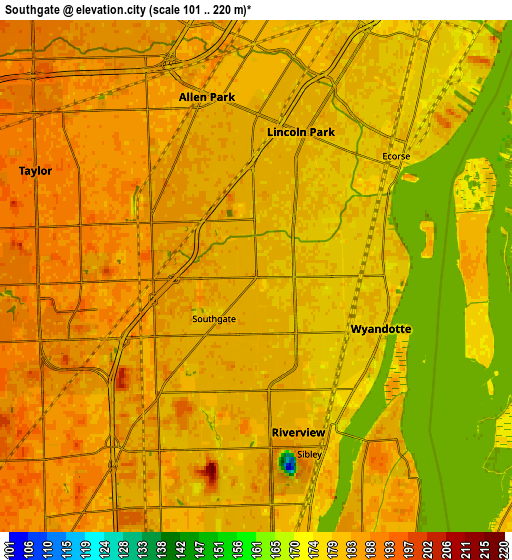 Zoom OUT 2x Southgate, United States elevation map