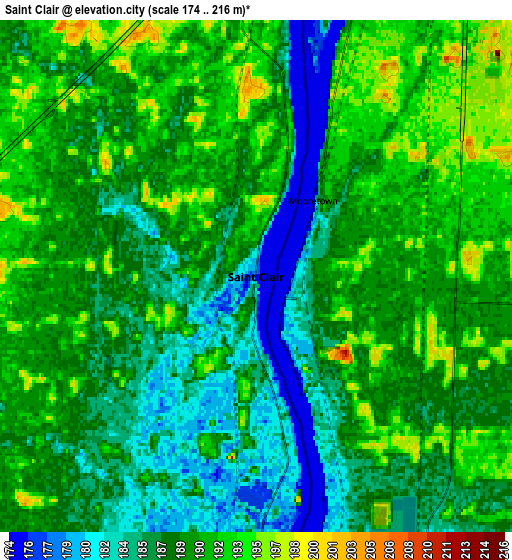 Zoom OUT 2x Saint Clair, United States elevation map