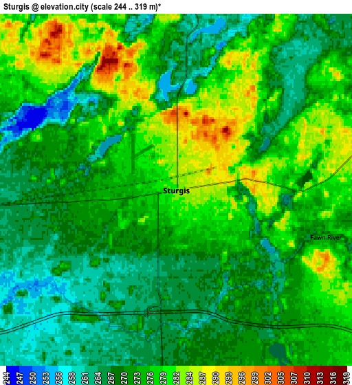 Zoom OUT 2x Sturgis, United States elevation map