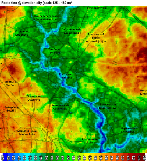 Zoom OUT 2x Rostokino, Russia elevation map