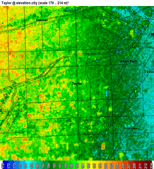 Zoom OUT 2x Taylor, United States elevation map