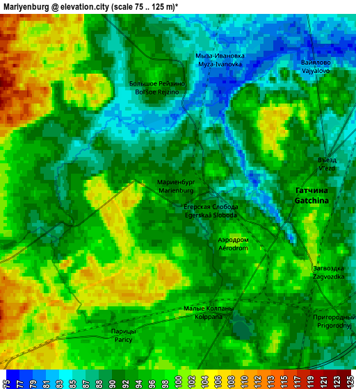 Zoom OUT 2x Mariyenburg, Russia elevation map