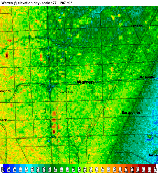 Zoom OUT 2x Warren, United States elevation map