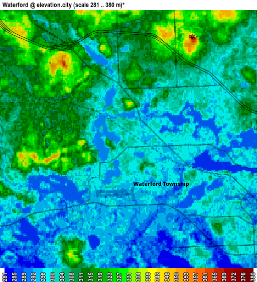 Zoom OUT 2x Waterford, United States elevation map