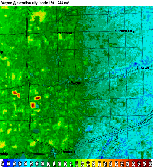 Zoom OUT 2x Wayne, United States elevation map