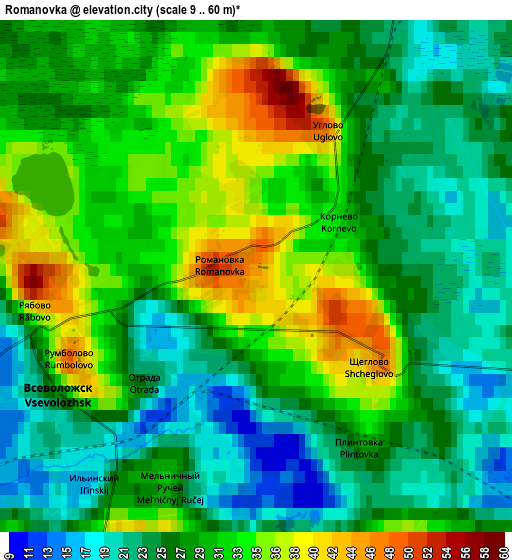 Zoom OUT 2x Romanovka, Russia elevation map