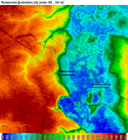 Zoom OUT 2x Romanovka, Russia elevation map