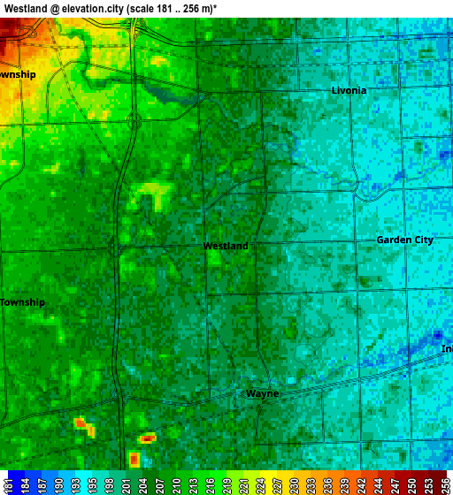 Zoom OUT 2x Westland, United States elevation map