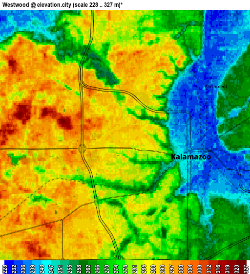 Zoom OUT 2x Westwood, United States elevation map