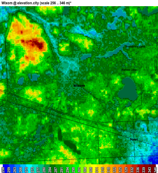 Zoom OUT 2x Wixom, United States elevation map