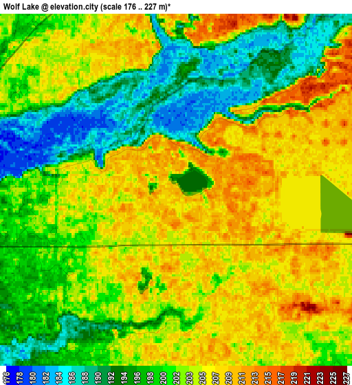 Zoom OUT 2x Wolf Lake, United States elevation map