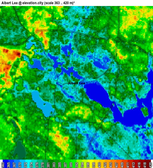 Zoom OUT 2x Albert Lea, United States elevation map