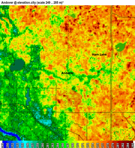 Zoom OUT 2x Andover, United States elevation map