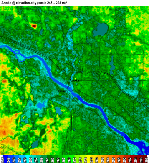 Zoom OUT 2x Anoka, United States elevation map