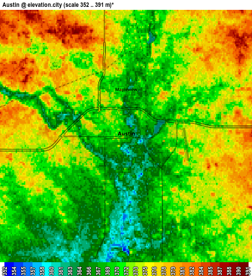 Zoom OUT 2x Austin, United States elevation map