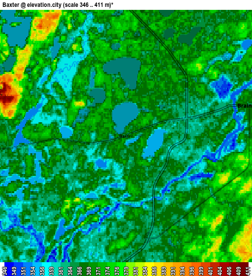 Zoom OUT 2x Baxter, United States elevation map