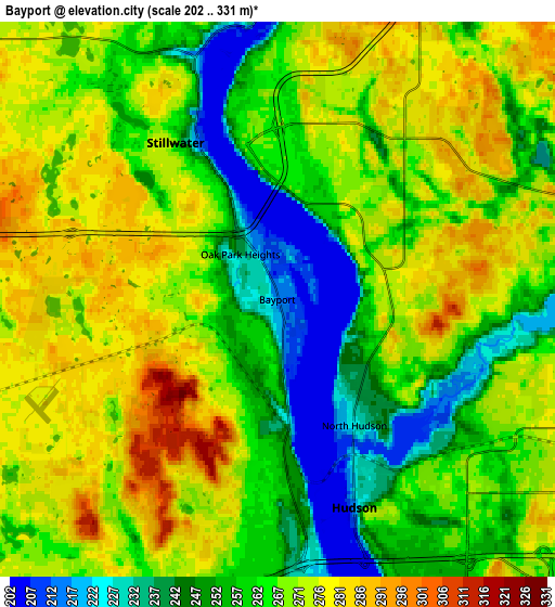 Zoom OUT 2x Bayport, United States elevation map