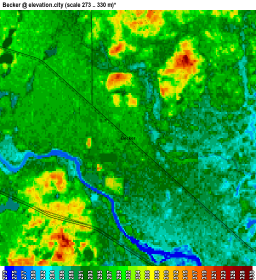 Zoom OUT 2x Becker, United States elevation map