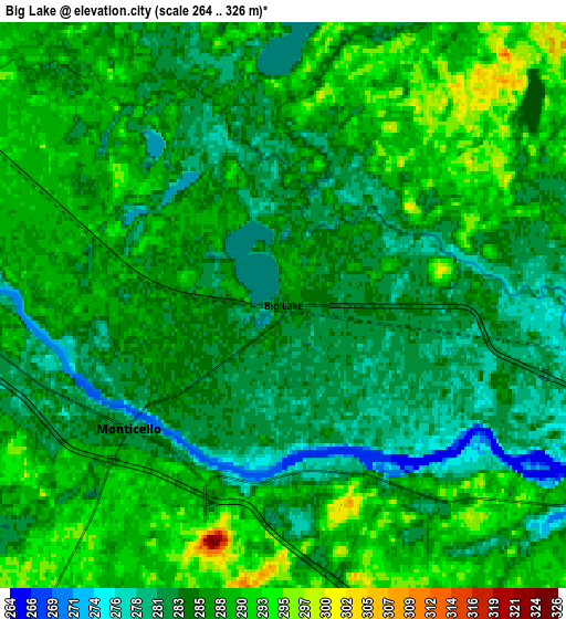 Zoom OUT 2x Big Lake, United States elevation map