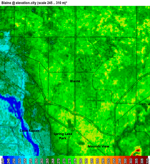 Zoom OUT 2x Blaine, United States elevation map