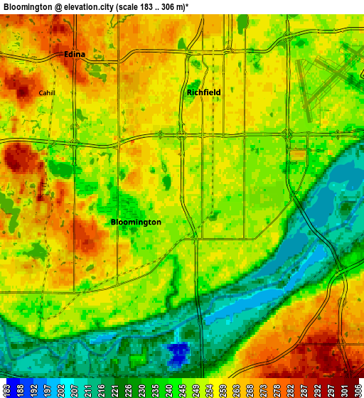 Zoom OUT 2x Bloomington, United States elevation map