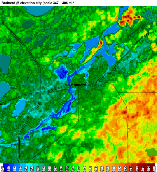 Zoom OUT 2x Brainerd, United States elevation map