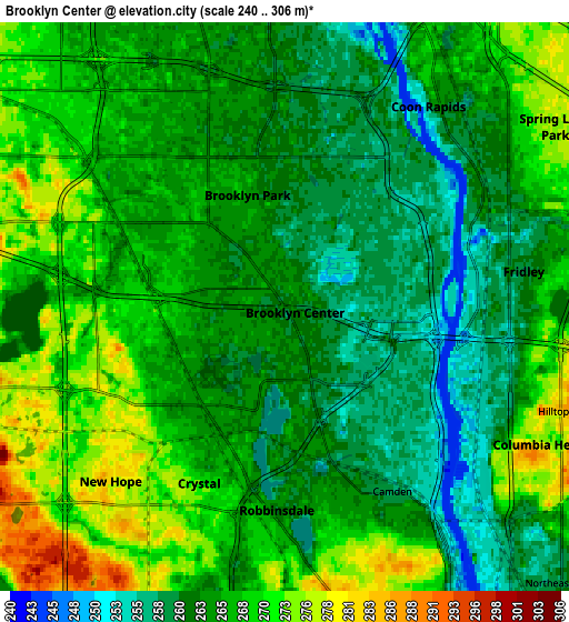 Zoom OUT 2x Brooklyn Center, United States elevation map