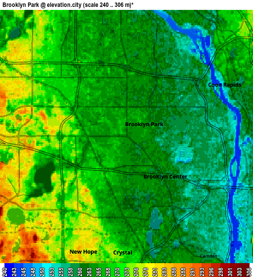 Zoom OUT 2x Brooklyn Park, United States elevation map