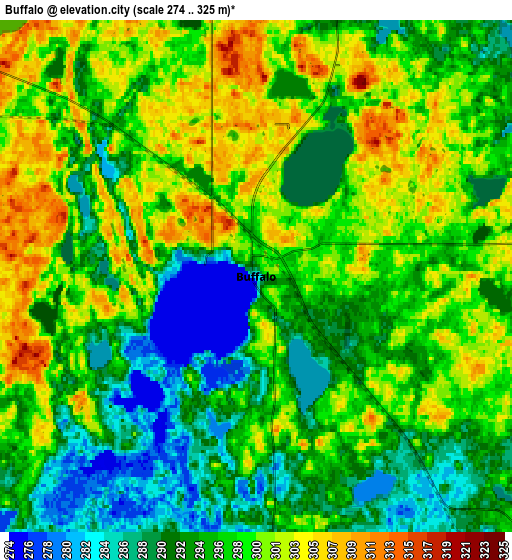 Zoom OUT 2x Buffalo, United States elevation map