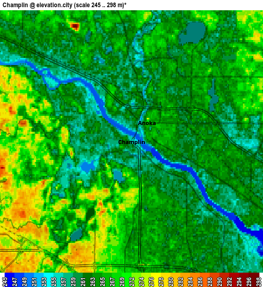 Zoom OUT 2x Champlin, United States elevation map