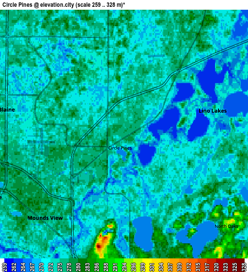 Zoom OUT 2x Circle Pines, United States elevation map