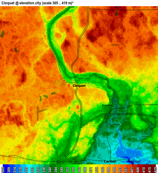 Zoom OUT 2x Cloquet, United States elevation map