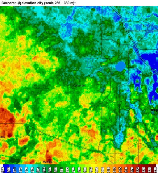 Zoom OUT 2x Corcoran, United States elevation map