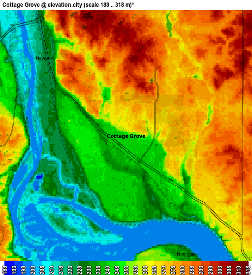 Zoom OUT 2x Cottage Grove, United States elevation map