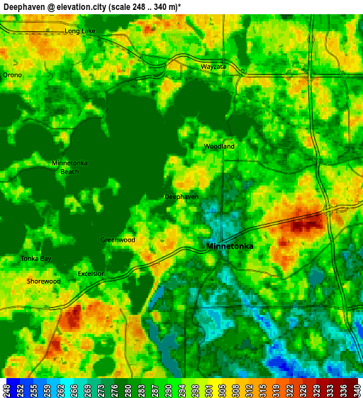 Zoom OUT 2x Deephaven, United States elevation map