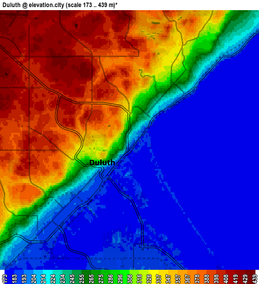 Zoom OUT 2x Duluth, United States elevation map