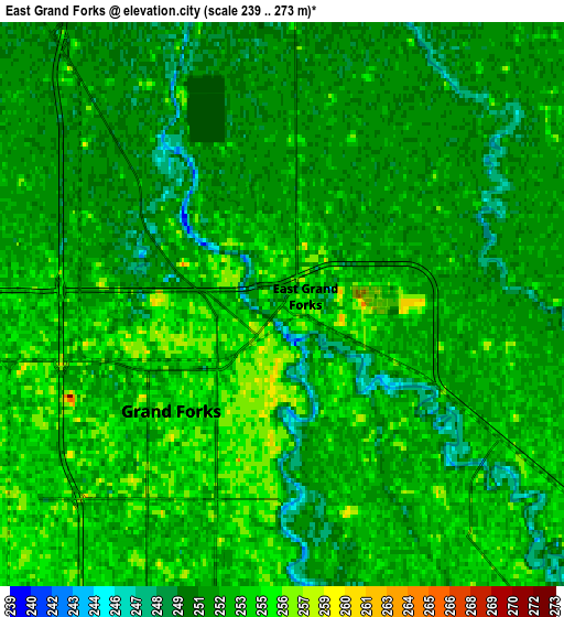 Zoom OUT 2x East Grand Forks, United States elevation map