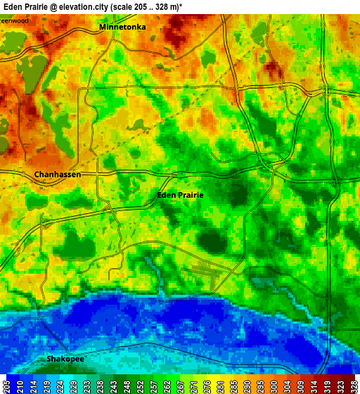 Zoom OUT 2x Eden Prairie, United States elevation map