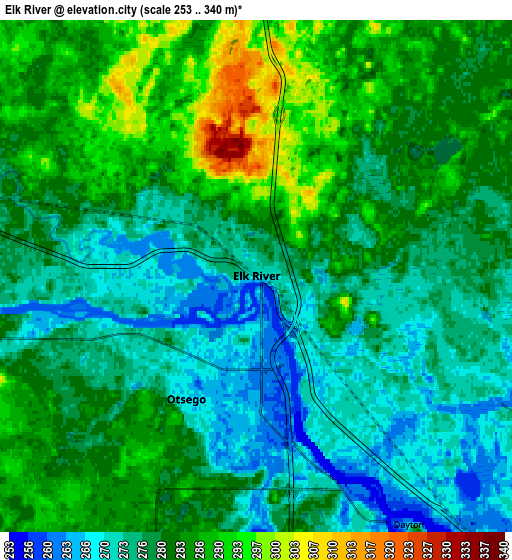 Zoom OUT 2x Elk River, United States elevation map