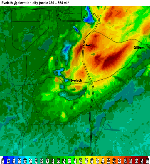 Zoom OUT 2x Eveleth, United States elevation map