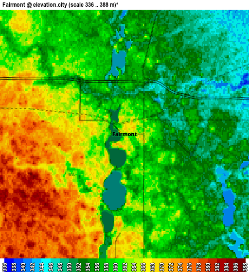 Zoom OUT 2x Fairmont, United States elevation map