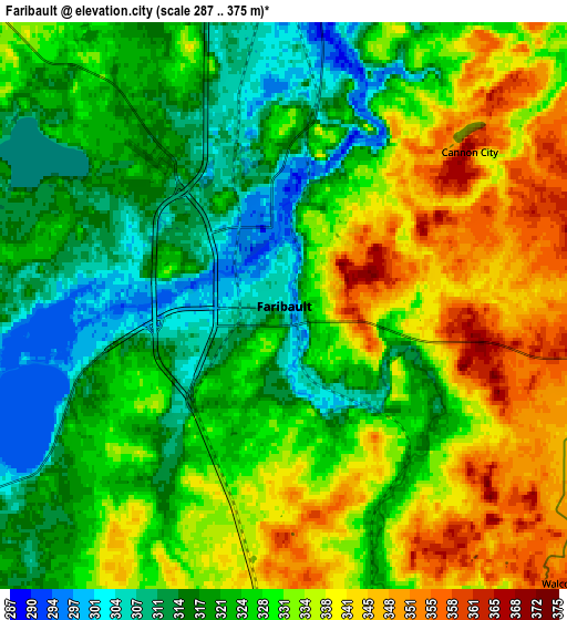 Zoom OUT 2x Faribault, United States elevation map