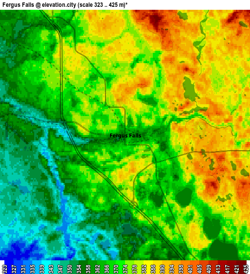 Zoom OUT 2x Fergus Falls, United States elevation map