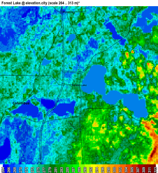 Zoom OUT 2x Forest Lake, United States elevation map