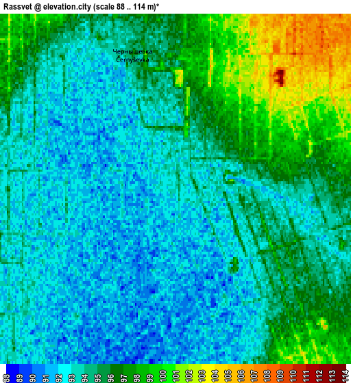 Zoom OUT 2x Rassvet, Russia elevation map