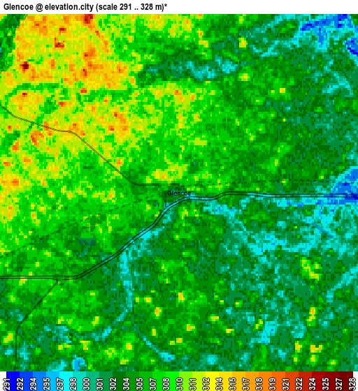 Zoom OUT 2x Glencoe, United States elevation map